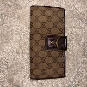 Gucci Tan and Brown Monogram Clutch